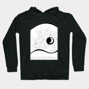 Winter Crescent Moon Landscape Hoodie